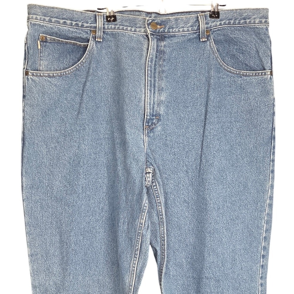 LL Bean Jeans Mens 44x34 Blue‎ Natural Fit Straight Light Wash Denim 100% Cotton